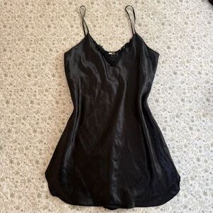 Secret Treasures black slip dress with lace front detailing